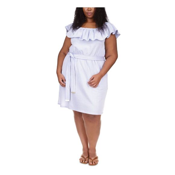 Michael Kors Women's Plus Size Double-Tiered Dress Blue Size 2X